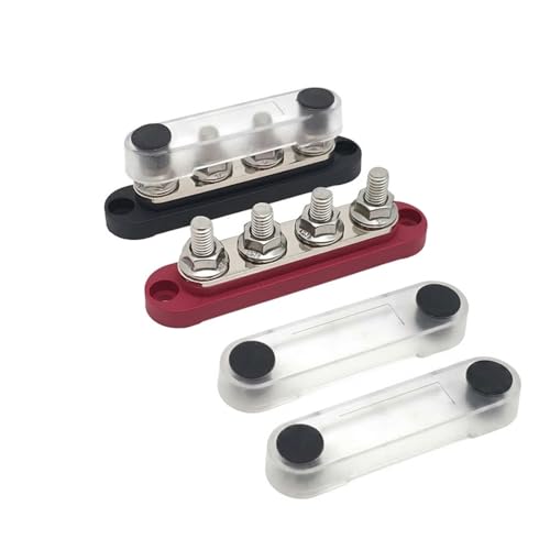 1 Pair Bus Bar M8 150A Power Distribution, Bus Bar Block, Bus Bar for Car Battery, Power Distribution Block for Car, Marine and Truck, 12V-48V Black/Red