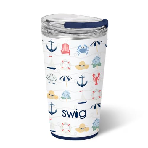 Swig Life 24oz Insulated Party Cup with EZ Slider Lid, Shoreline 24 Ounces