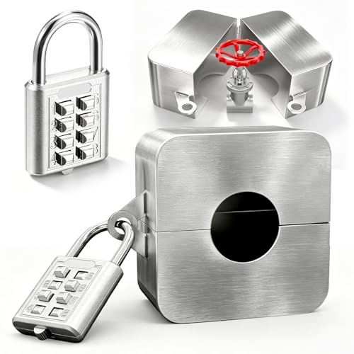 Stainless Steel Tap Lock - Lockable Theft Protection for Outdoor Taps - Fits Valve Handles 1 Inch to 2.95 Inch (25-75 mm) - For Garden, Yard and Home