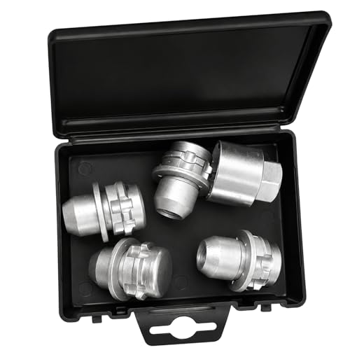 CarGeeaa LR086417 wheel lock kit lug nuts compatible with Land Rover, silver locking nuts and key