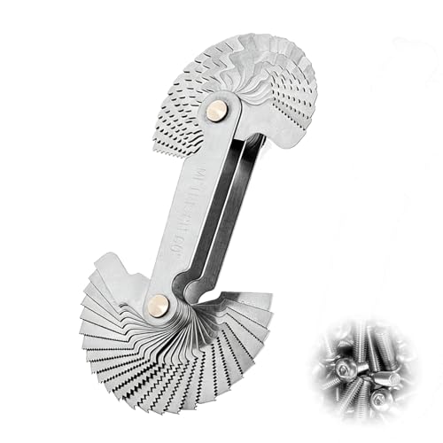 52 Sheets Thread Gauge, Metric Inch, Stainless Steel Thread Gauge, Metric 60 Degrees, Thread Template, Fine Thread Measuring Tool, Radius Gauge Measuring Tool, Feeler Gauge for Precision Measurements