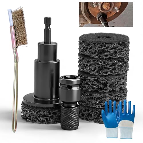 Wheel Hub Cleaning Set Wheel Hub Grinder Set with Sanding Discs | For drills or 1/2 inch impact wrenches | Quick rust removal on wheel bolts and rotors