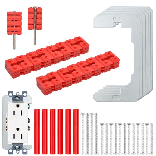 Grnheat 52-piece fiery red outlet spacer kit with stackable spacers, metal shims, tubes, and screws