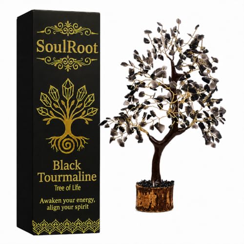 Handcrafted Tourmaline Crystal Gemstone Tree Natural Healing Stone Tree of Life for Protection, Grounding, and Negative Energy Shielding - Elegant Decor Feng Shui Gift