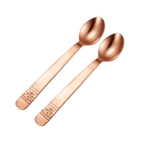 6.5-Inch Pure Copper Spoon, 100% Hand Forged Oriental Copper Spoon, Suitable for Family Gatherings, Restaurants, Desserts, Sugar, and Coffee (2) 2