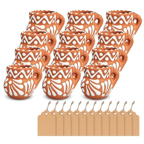 Cantaritos de barro 12 pack –Mexian Handmade 1 oz Talavera Clay Cups, Tequila Shot Glass Set, Mini Ceramic Party Favors, Cielito Lindo, Weddings, Fiesta Decorations- HECHO EN MEXICO