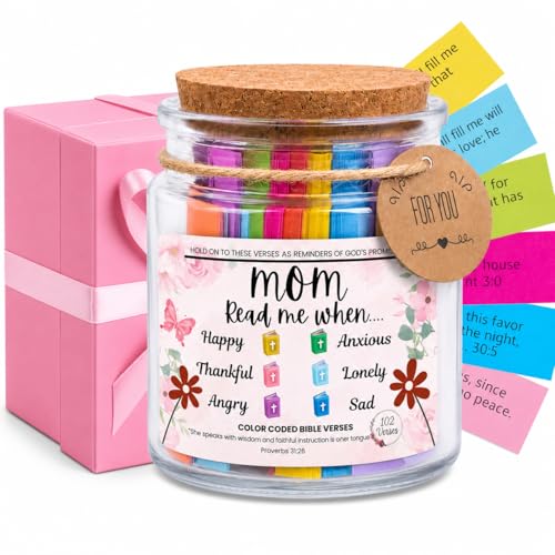 Read Me When Bible Verse Jar for Mom – Christian Gifts for Women, Scripture Cards with Bible Verses, Prayer Jar, mothers day gift, religious gifts for women