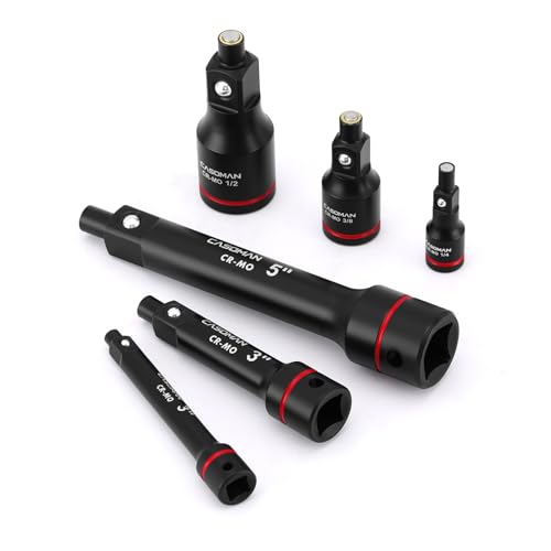 CASOMAN 6-Piece Magnetic Socket Extension Set, 1/4", 3/8", 1/2" Drive Socket Adapters with Magnetic Tips, CR-MO, for Keep Bolts, Automotive and DIY Repairs, Tight Spaces