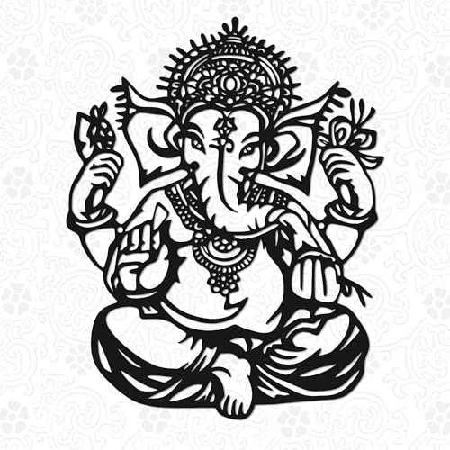 Slickss Ganesha Black Wall Art, Indian Metal Decor for Pooja Room