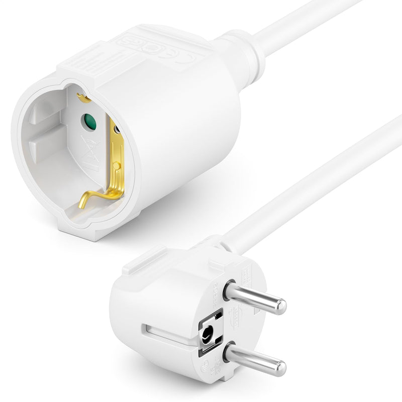 deleyCON 7.5 m Power Cable Extension Cable Protective Contact 16 A 3680 W White | Power cable extension for home, office, workshop and multimedia