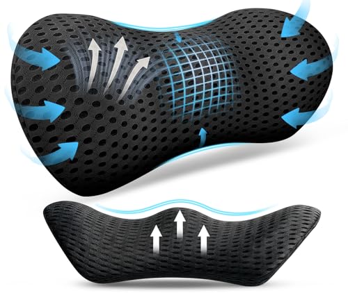 Black WaveHaven ergonomic memory foam lumbar support pillow designed for chairs, providing comfort and back pain relief.