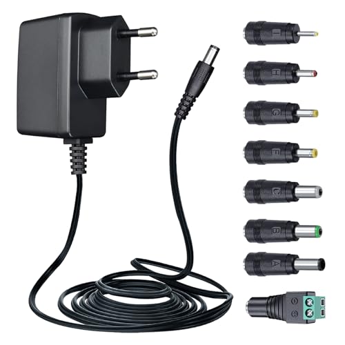 6V 1A 1.8M Power Supply with 8 DC Plugs, DC 6V 1000mA 6W Power Cord for Blood Pressure Monitor, Cross Trainer, Sewing Machine, Trash Can and More - CE Certified 6V 1A mit 8 steckers