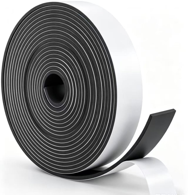 Single Sided Foam Tape Heavy Duty Waterproof, 2 Inch Wide x 1/4 Inch Thick EVA Foam Insulation Tape, Black Weather Stripping for Doors and AC Windows Seal, Soundproof 16.5ft