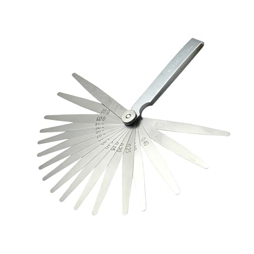 17-Blade Feeler Gauge Stainless Steel, 0.02-1.00 mm Metric Feeler Gauge, Spark Plug Gauge, High Precision Measuring Tool, Valve Gauge Gap Wide Feeler Gauge for Measuring Piston Rings Brake Bands Gaps