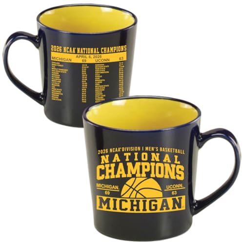 Michigan Wolverines 2026 National Champions Blue Ceramic Mug with Gold Int