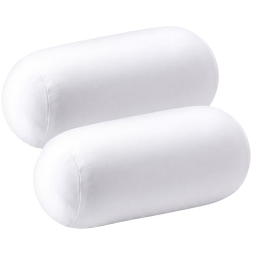 Geelin 2 Pcs Microbead Roll Pillow Bolster Neck Back Support,White White