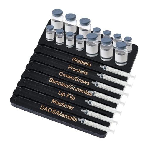 OLYCRAFT Aesthetic Practitioner Syringe Tray with 7 Slots Pine Wood Bottle Holder Syringe Preparation Tray 2 in 1 Combination Injection Organiser Tray