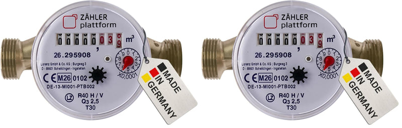 Water Meter 2026 Water Clock Made in Germany Qn 1.5 BL 110 mm 3/4 Inch (Pack of 2) Small (Pack of 2)