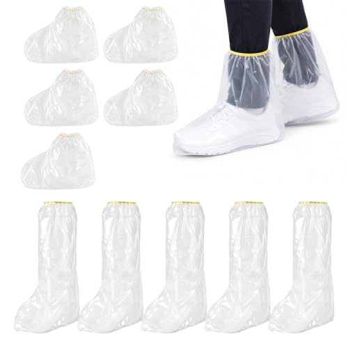 Pack of 20 Shoe Covers Waterproof with Elastic Band | Transparent disposable boot covers, non-slip covers for men and women