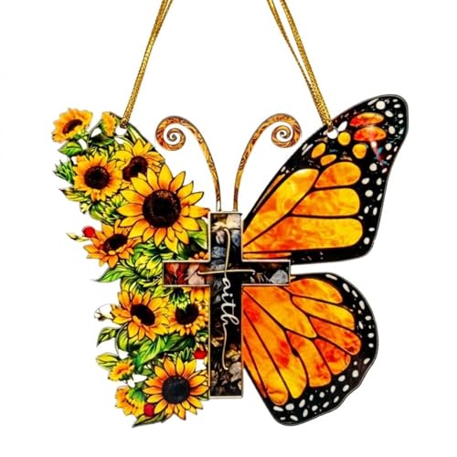 Christian Gifts for Women, Sunflower Butterfly Suncatcher Ornaments