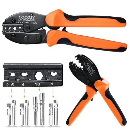 New Solar Crimping AWG 8-14 Compatible with Solar Connectors, Solar Crimper Ideal for AWG8/10/12/14 (2.5-10mm²) Wires Precise Solar Ratcheting Crimper for PV Systems (AWG8-14 Solar Crimper HW) AWG8-14 Solar Crimper HW
