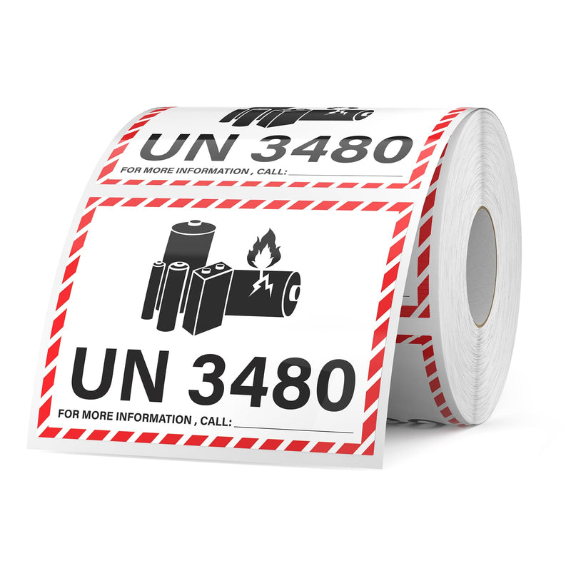 4.25×3.25 Inches UN3480 Caution Lithium Battery Labels 600 PCS Lithium Ion Battery Transport Safety Stickers