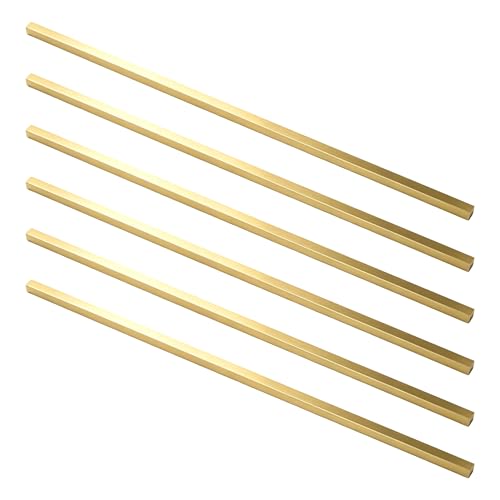 NINGWAAN 6-piece brass flat bar set, 1/4 x 1/4 x 11.8-inch solid bars for crafts and decoration