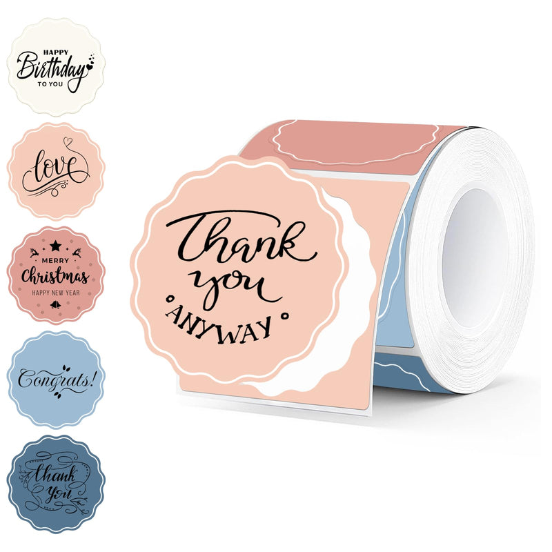 2 Inch Round Thermal Labels, Color Flower Thermal Sticker Labels for Small Business, Logo Design, Baking,500 Sheets/1 Roll (Boho)