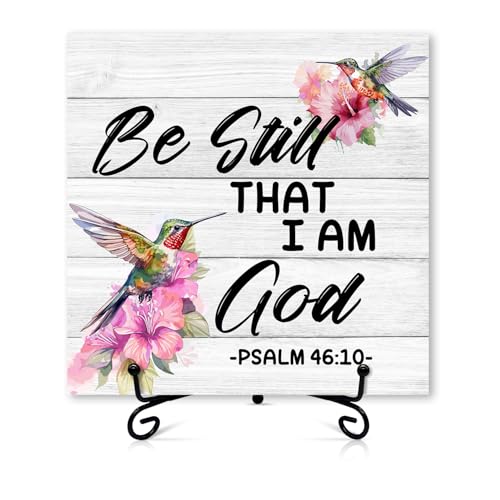 Christian Desk Decor, Be Still And Know That I Am God Sign With Iron Stand, Bible Verse Gifts for Friends, Birds Religious Desk Decorations for Office Home Living Room -70 Elegant
