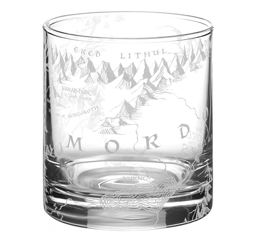 Map of Mordor Laser Engraved 10.5oz Whiskey Glass, Officially Licensed The Lord of the Rings Glassware, Unique Barware Gift for Tolkien Fans MAP OF MORDOR
