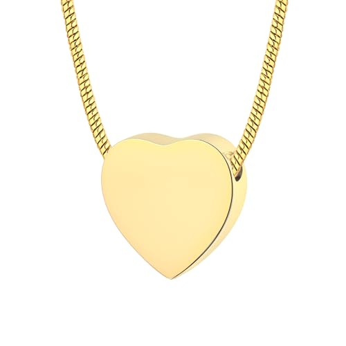 Cremation Jewelry for Ashes - Heart Urn Necklace Ashes for Women Men Cremation Locket Jewelry with Keepsake Urn Memorial Ash Gold