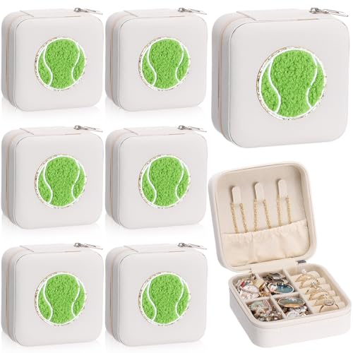 Tudomro 6 Pcs Chenille Tennis Jewelry Case Tennis Gifts for Team Small Portable Travel Jewelry Box Holder Organizer Storage for Women Sports Team Club Lovers Birthday Party Favors