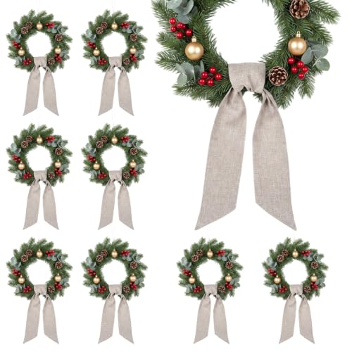 8 Pack Wreath Sash Blank, 5.1" W x 55.1" L Polyester Garland Ribbon for DIY Embroidery Monogram, Perfect Farmhouse Wedding Holiday Indoor Outdoor Front Door Decoration