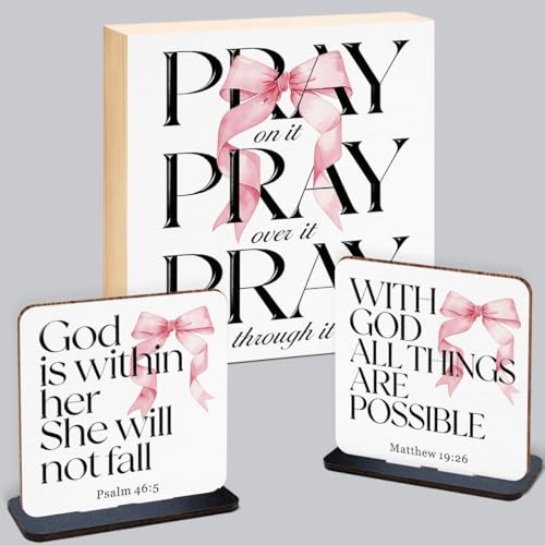 3 Pcs Bible Verses Decorations Christian Wooden Decor Sign - Christian Gift Pray