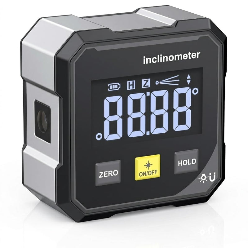 Digital Protractor Laser Spirit Level, Rechargeable with LED Large Display, Four Sided Strong Magnet, Inclinometer for Woodworking, Construction and Decoration