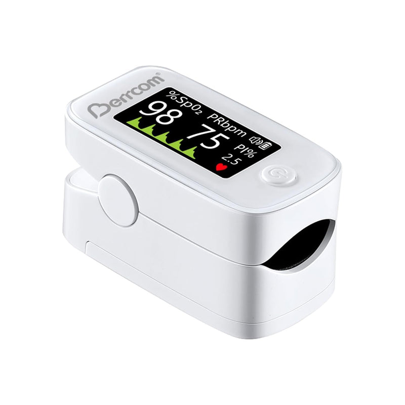 Berrcom Pulse Oximeter Blood Oxygen Saturation Monitor Finger High Accuracy Sats Monitor for Adults with Batteries and Lanyard