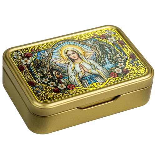 Our Lady of Lourdes Rosary Box,Rosary Case,Catholic Gifts Our Lady of Lourdes