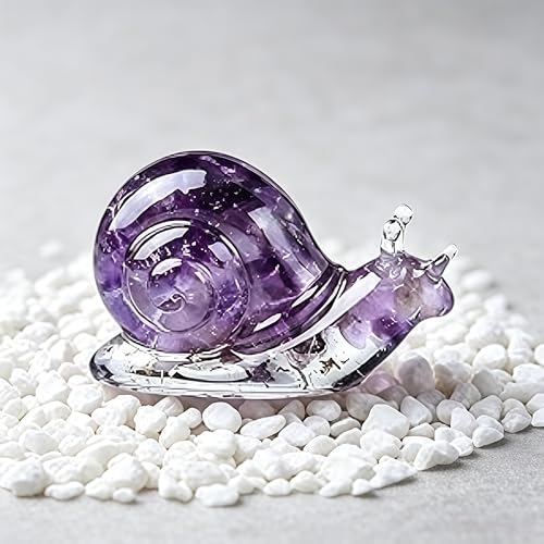 Amethyst Lucky Snail, Resin Ornament Shelf Plant Layout Home Accent Purple