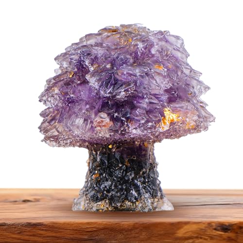 Crystal Healing Tree, Handmade Decor for Positive Energy, Suitable for Meditation, Room Decor and Office Desk, Birthday for Friends, Colleague, Purple