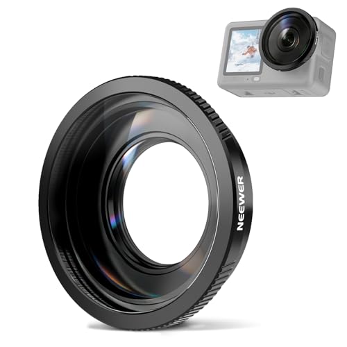 NEEWER Wide Angle Lens Compatible with DJI Osmo Action 6 Only, 180° FOV Multicoated HD Optical Glass 3 Elements 3 Groups Screw On Action Camera Lens Photography Accessories, FL-B53 180°Wide Angle Lens
