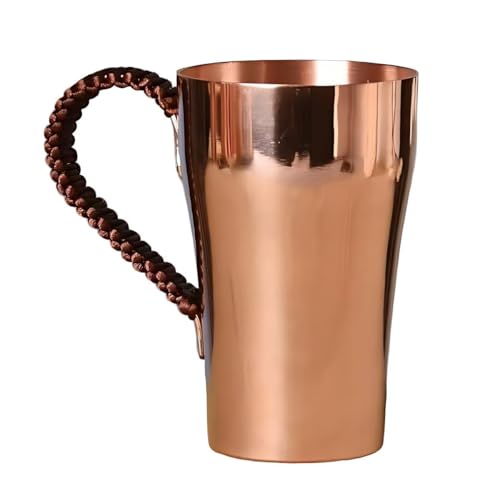 YJX 9.5oz Small Real Pure Copper Coffee Cup, Solid and Durable Copper Tea Cups for Drinking, 100% Copper Moscow Mule Mug with Handle, Ice Water Vessel Suitable for Beer, Cocktails 9.5oz Polished Smooth Copper Mug