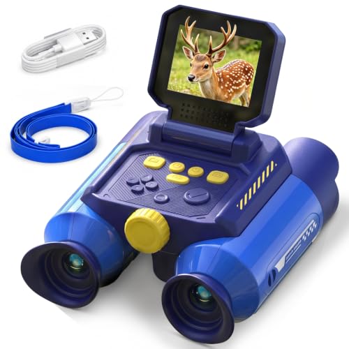 Binoculars for Kids with Night Vision Camera, 2.4 IPS Screen Kids Telescope Blue