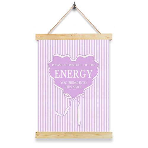 Purple Spiritual Wall Decor Art, Please Be Mindful of the Energy you Bring Sign, Yoga Room Decoration, Healing Meditation Posters, Positive Quotes Office Wall Art, Gift for Coworker or Friends purple
