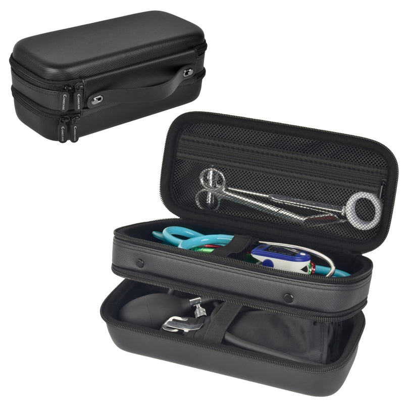 COMECASE Stethoscope Case for Littmann Classic III, Hard Nurse Organizer | Double-Layer Layout Keeps Your Stethoscope, Penlights and Daily Medical Tools Separated for Work Jet Black