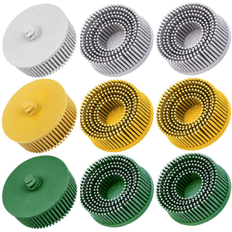 9 Pack 2 Inch Bristle Disc Grit 50# 80# 120# Attachment Abrasive Coating Removal Disc for Metal (9, 2 inch) 9