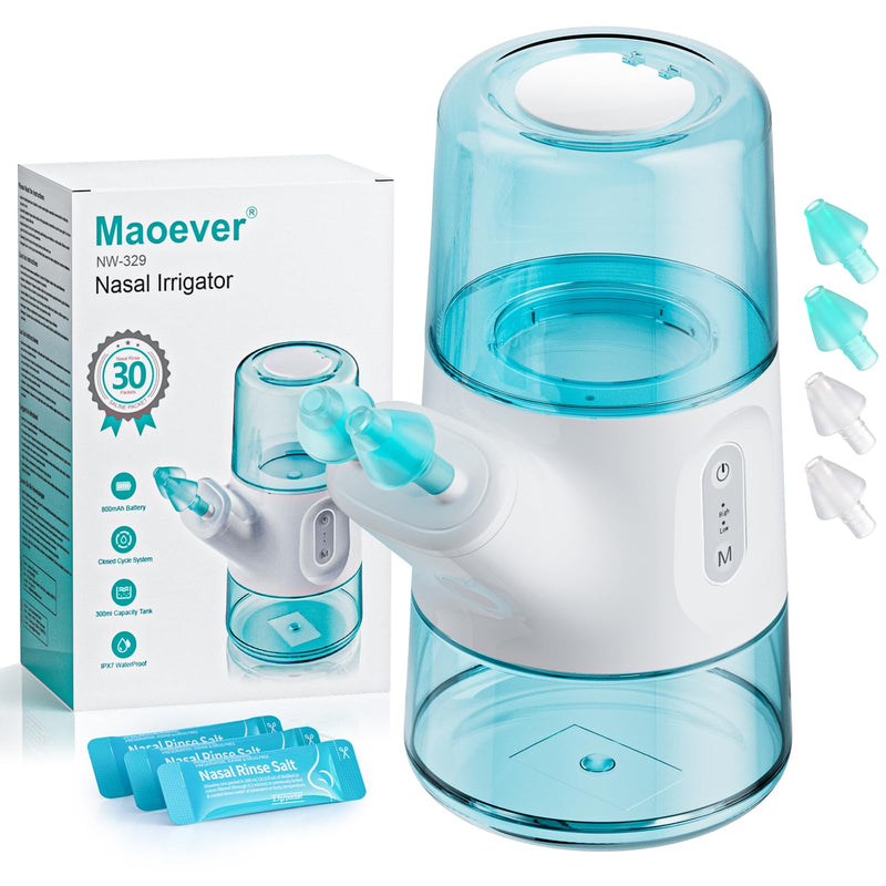 Nasal irrigation system - sinus irrigation machine with dual water tank, automatic waste collection & adjustable water flow - nasal irrigator for allergy relief, congestion & sinus care (279ml) 279ml