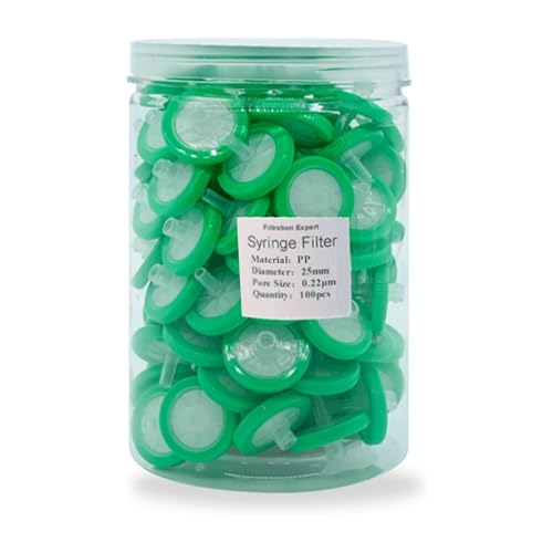 Deschem 0.22um polypropylene syringe filter, 25mm diameter, 100 pieces with individual packaging