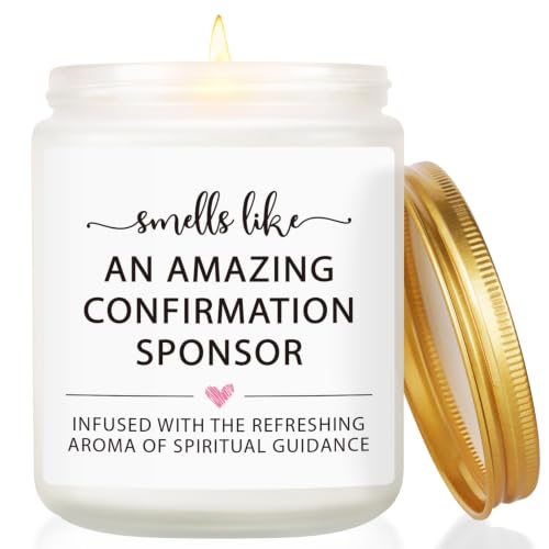 Confirmation Sponsor Gift for Women Men, Catholic Confirmation Sponsor Appreciation Gift, Christian Gifts for Women, Religious Thank You Gifts, Lavender Scented Candle