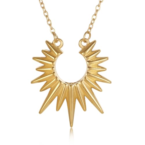 Sunburst Urn Necklace For Ashes For Women Dainty Celestial Boho Stainless Steel Sun Cremation Jewelry Keepsake Memorial Pendant Gold