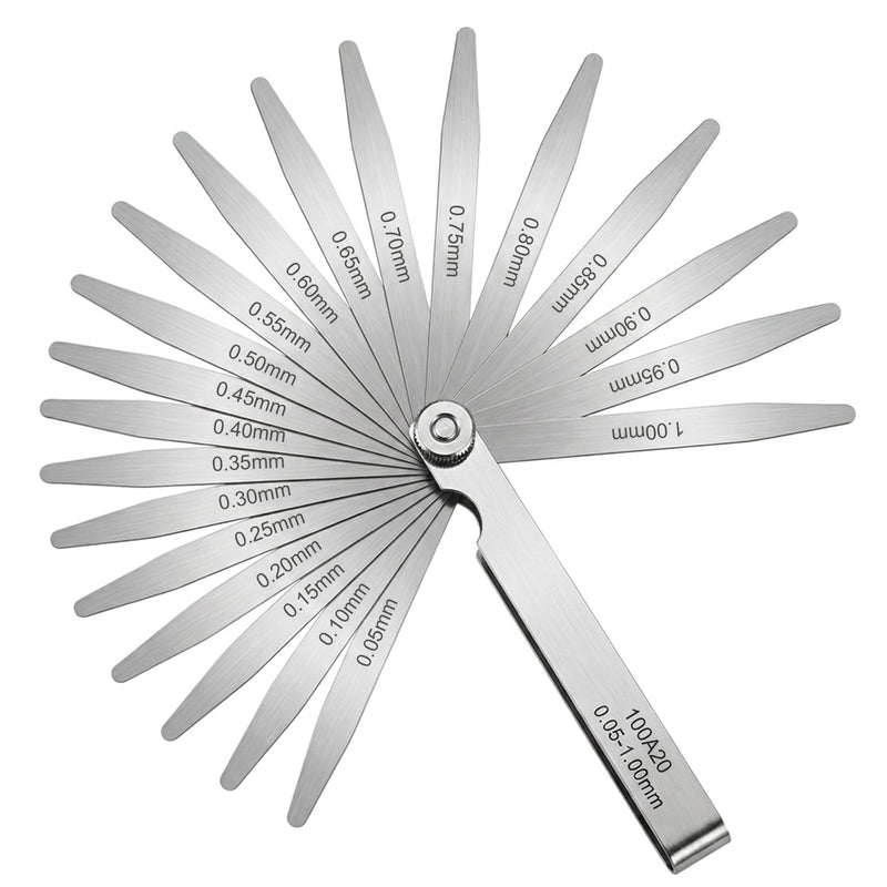 20 Stainless Steel Precision Feeler Gauge, 0.05-1 mm Metric High Precision Foldable Feeler Gauge Tool, Practical Measuring Tool for Precise Measurement Valve Backlash, Spark Plugs and Piston